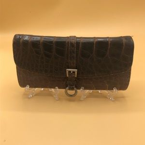 Prada Brown Crocodile Embossed Leather Wallet